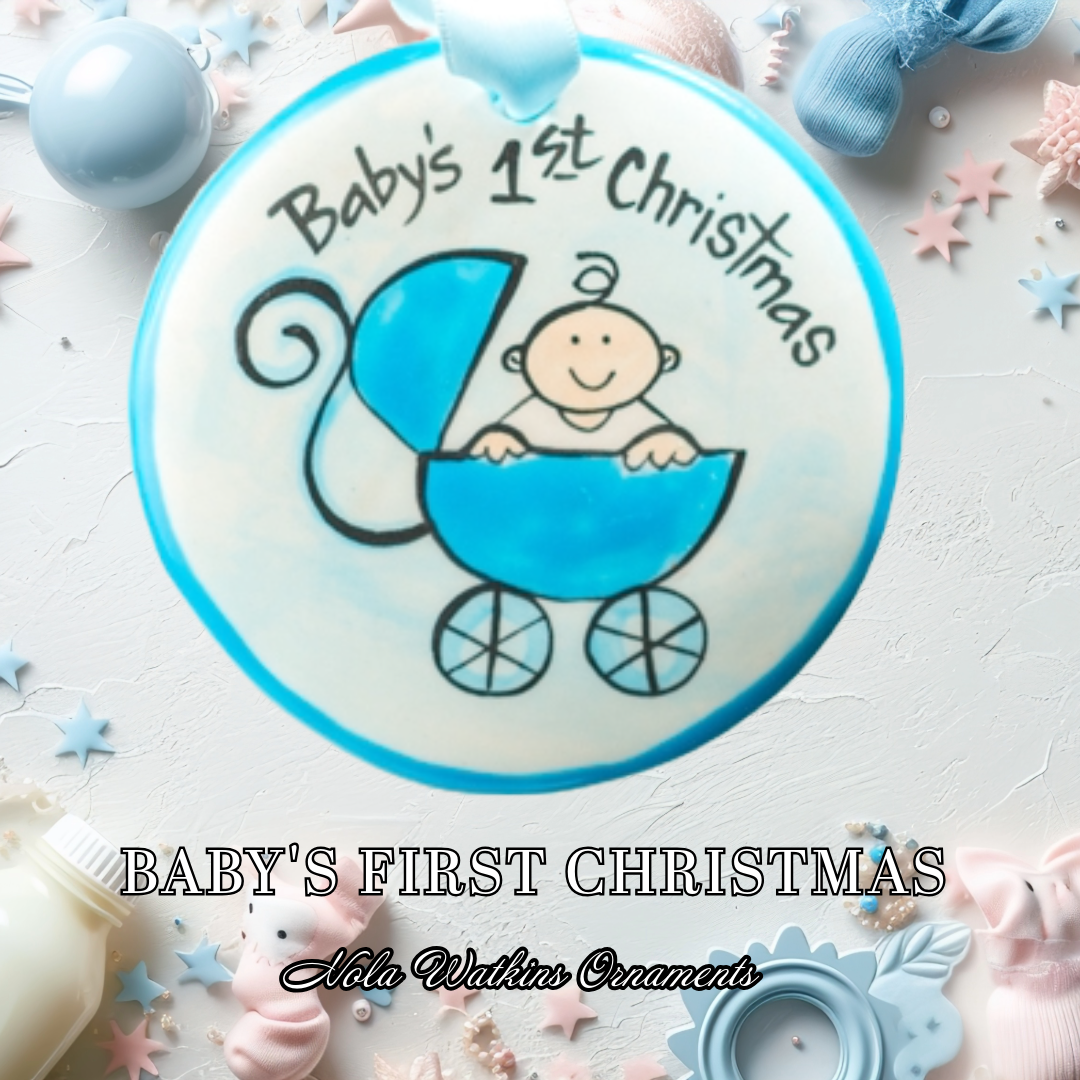 Baby's First Christmas Blue Buggy