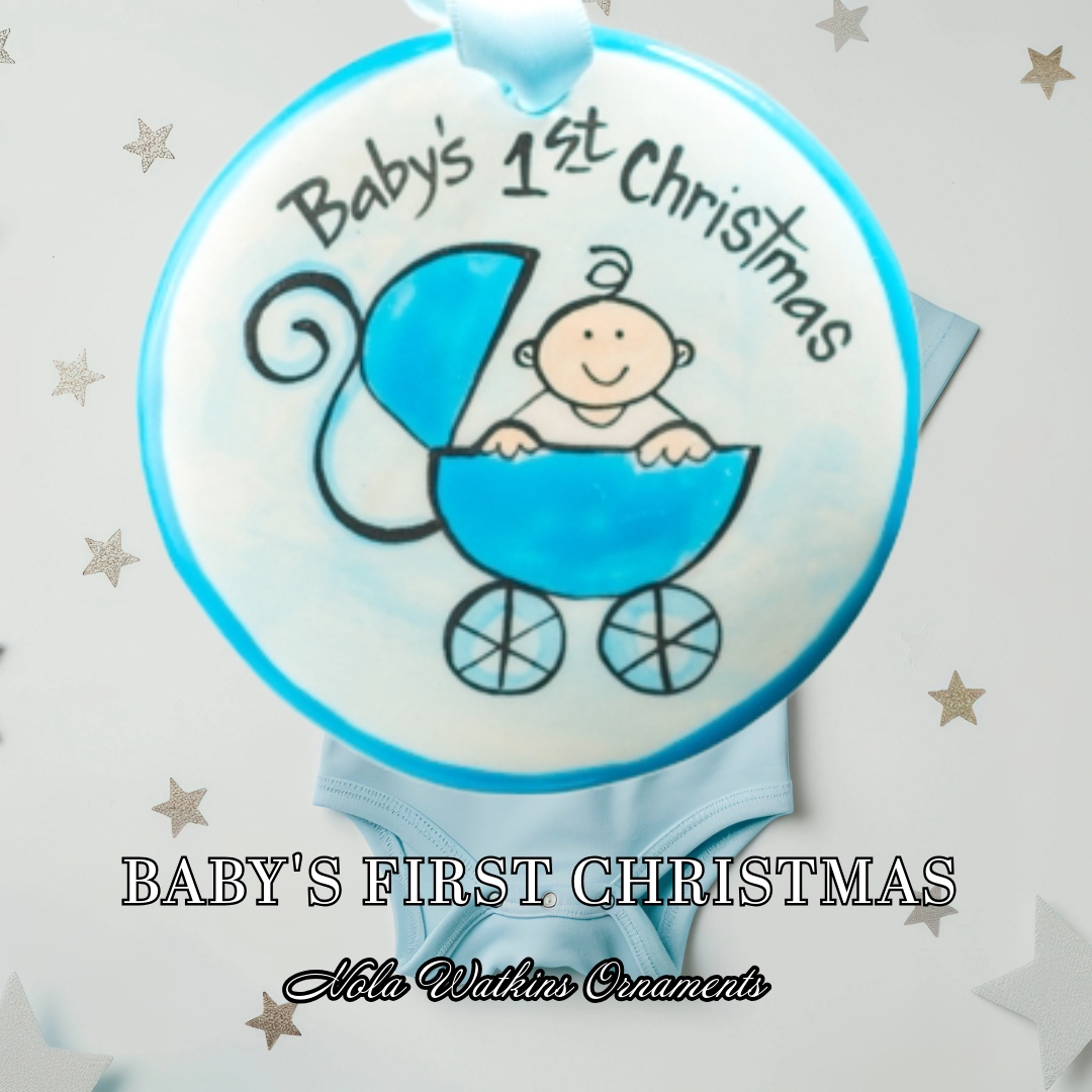 Baby's First Christmas Blue Buggy