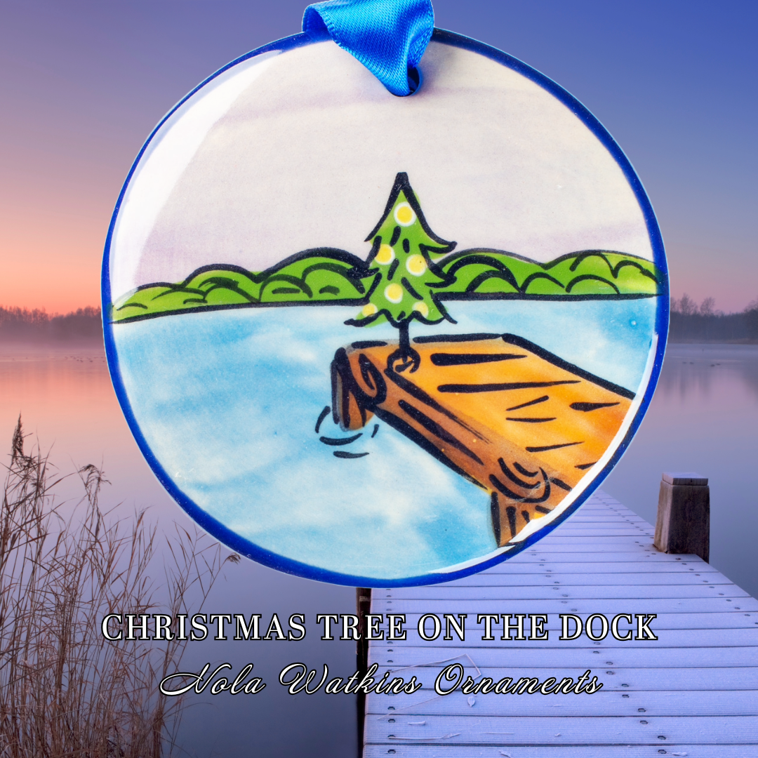 Christmas Tree on Dock - The Nola Watkins Collection