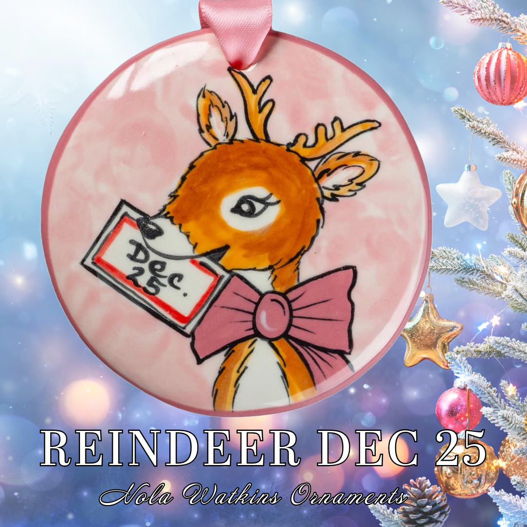 Reindeer December 25th Pink - The Nola Watkins Collection