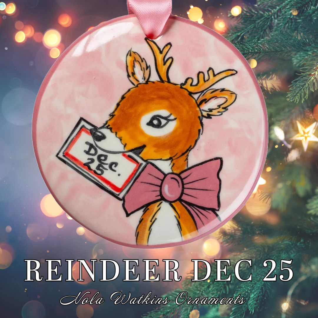 Reindeer December 25th Pink - The Nola Watkins Collection