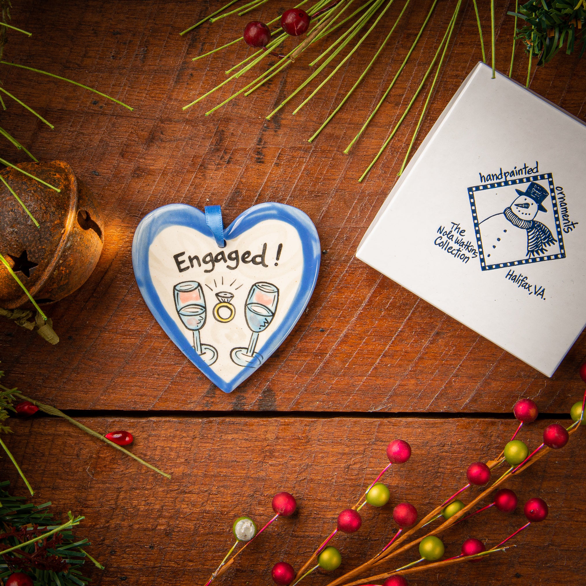 Engaged Handpainted Ornament - The Nola Watkins Collection