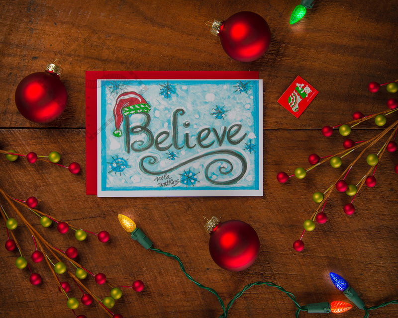"12" Believe-Holiday Collection- 2021 Christmas Card Pack | 12 Blank Winter Holiday Cards - The Nola Watkins Collection