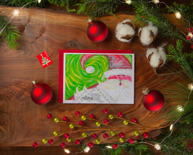 Cop"12" Santa-Whimsical Collection- 2021 Christmas Card Pack | 12 Blank Winter Holiday Cards - The Nola Watkins Collection
