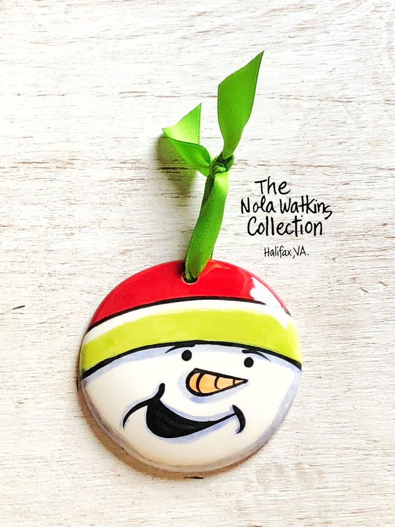 Snowmanface Christmas Ornament Handpainted Ornament - The Nola Watkins Collection