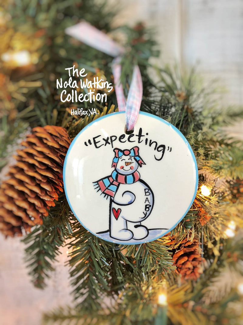 Expecting Handpainted Ornament - The Nola Watkins Collection