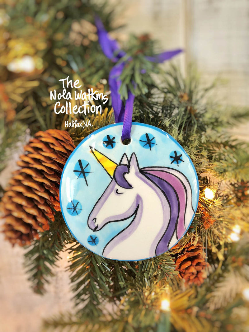 Unicorn Handpainted Ornament - The Nola Watkins Collection