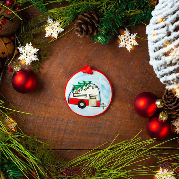 Christmas Camper Handpainted Ornament - The Nola Watkins Collection