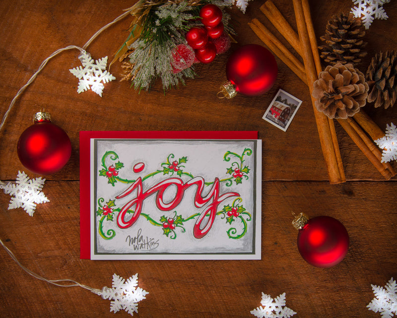 Joy-Classic Collection- Christmas Card Pack | Blank Winter Holiday Cards - The Nola Watkins Collection