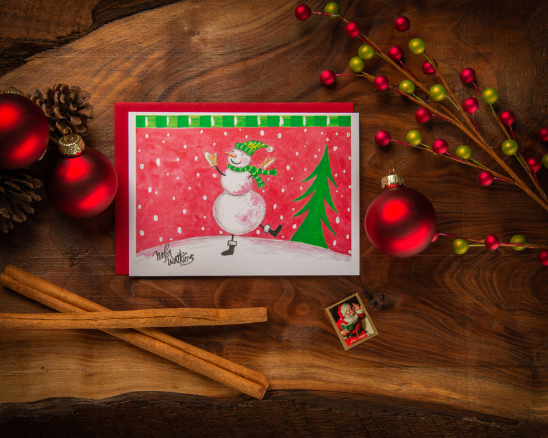 Dancing Snowman-Whimsical Collection Christmas Card Pack | Blank Winter Holiday Cards - The Nola Watkins Collection