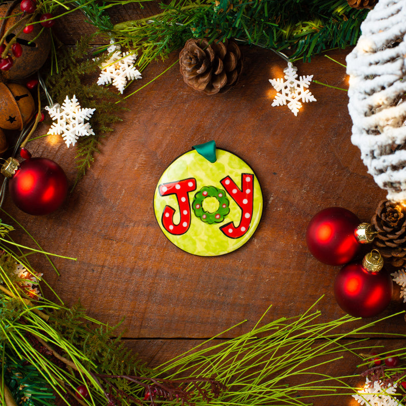 Joy Wreath Handpainted Ornament - The Nola Watkins Collection