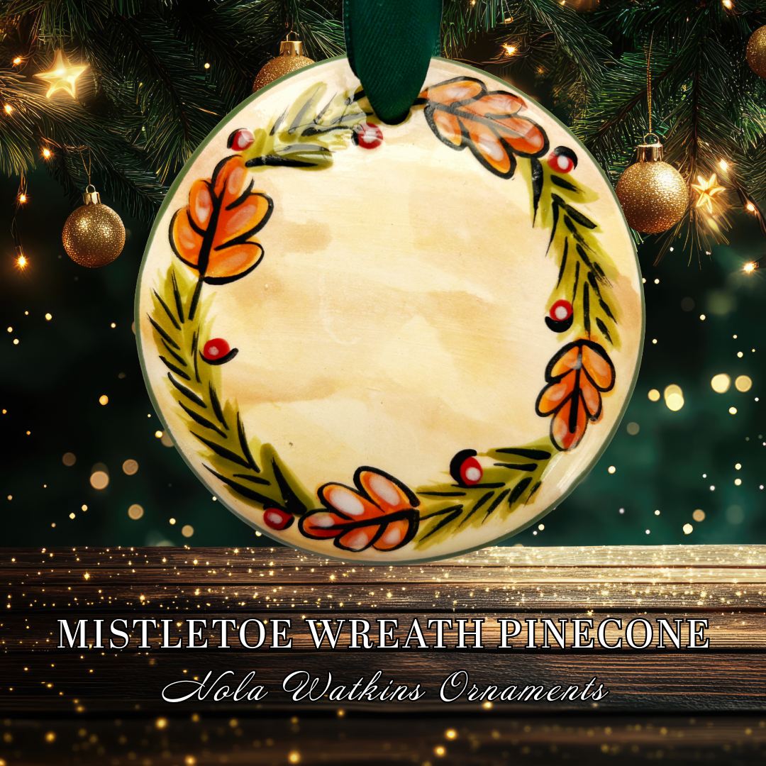 Mistletoe Wreath Pinecone - The Nola Watkins Collection