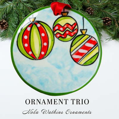 Ornament Trio Red/Green - The Nola Watkins Collection