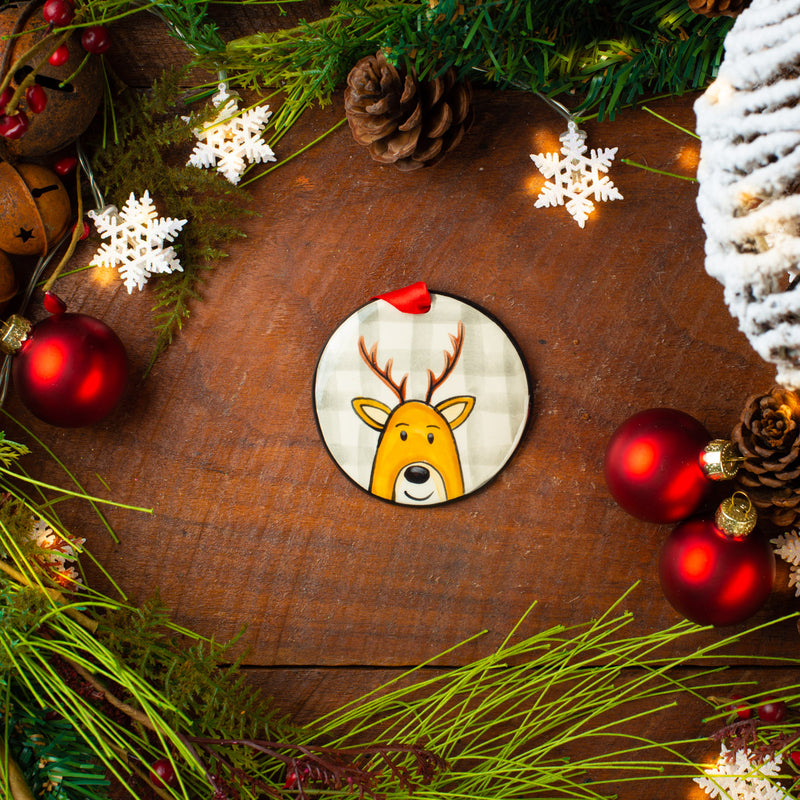 Reindeer Plaid Handpainted Ornament - The Nola Watkins Collection
