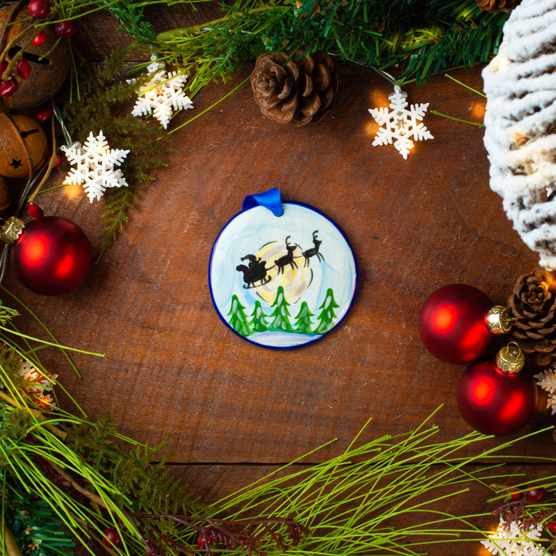 Santa Skyline Moonlight Handpainted Ornament - The Nola Watkins Collection