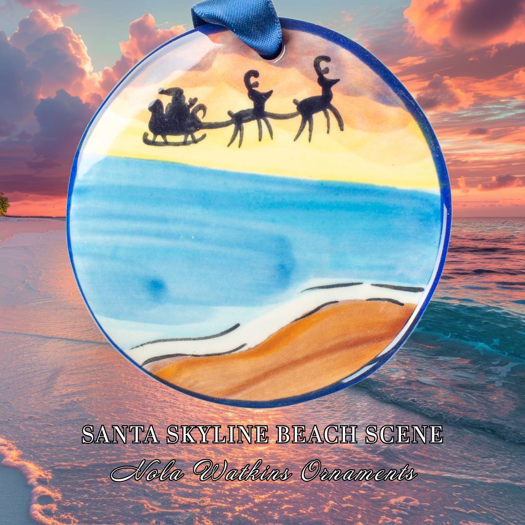 Santa Skyline Beach Scene