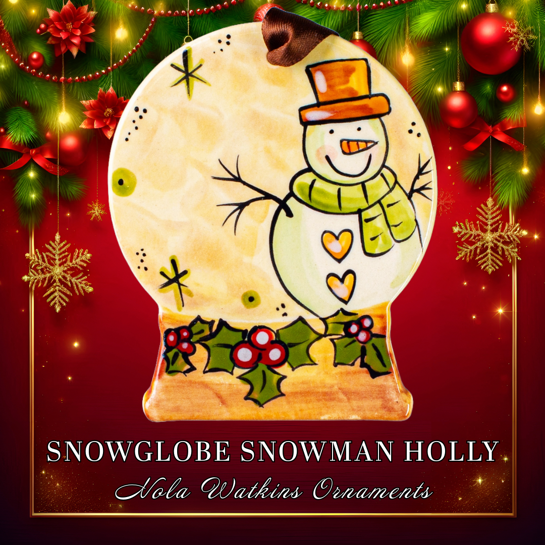 Snowglobe Snowman with Holly