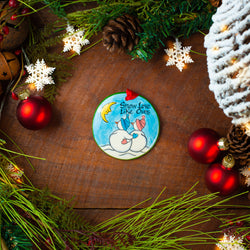 "Snow Love" Like Ours, Personalized Handpainted Christmas Ornaments, Front Pic
