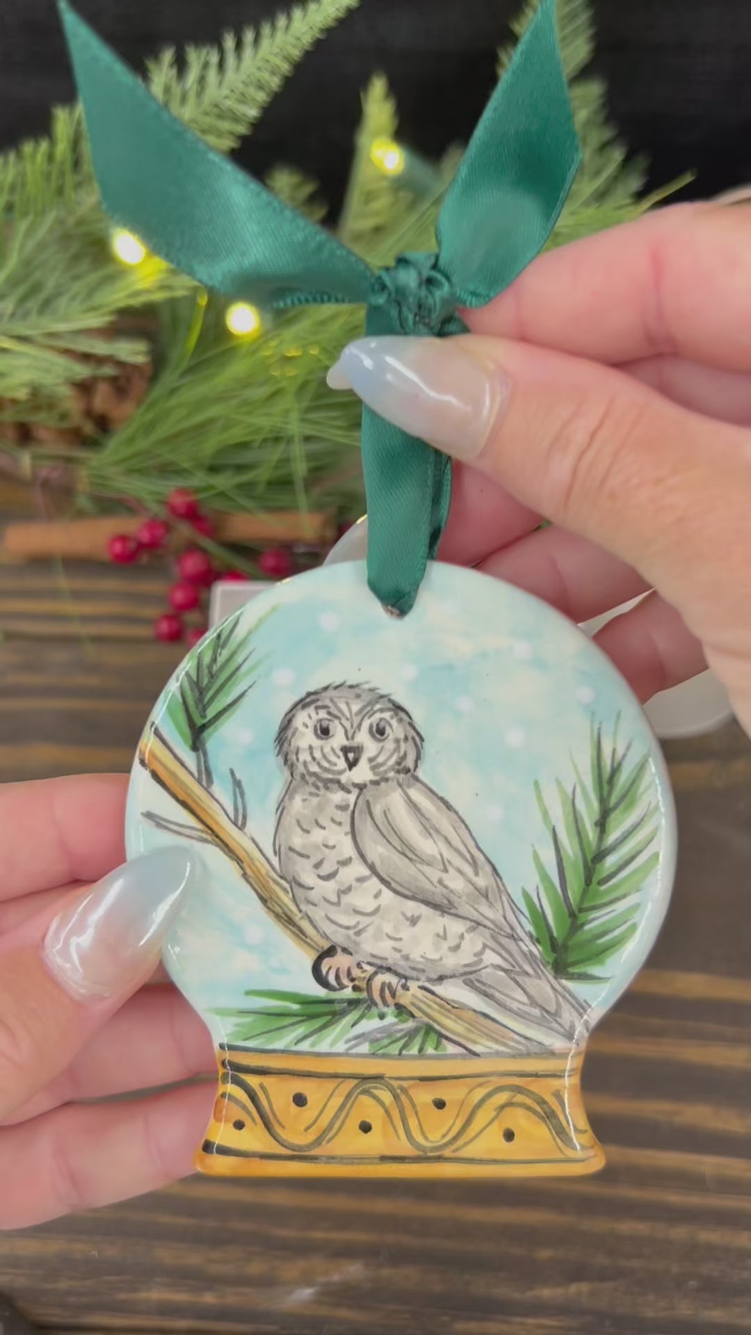 Load video: Snow Globe Owl