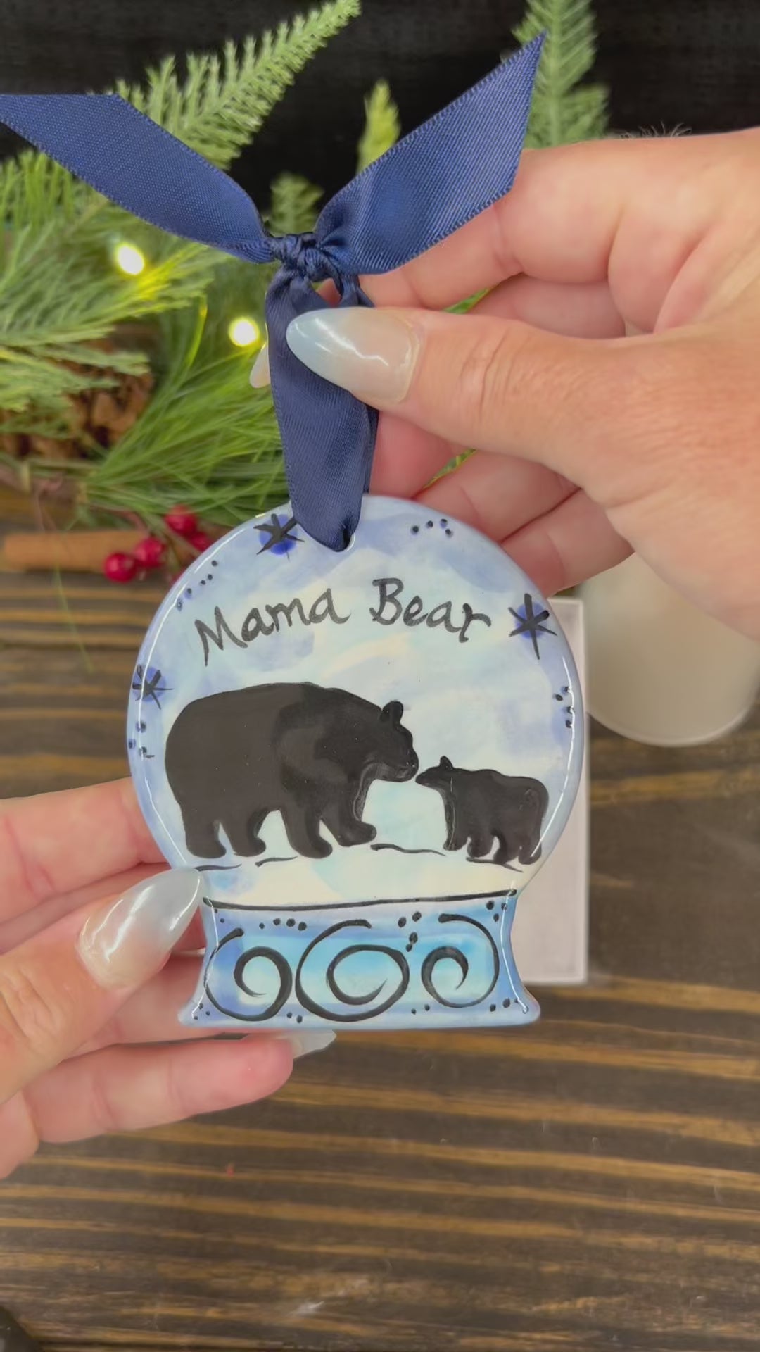 Load video: Snow Globe Mama Bear