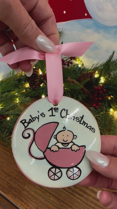 Baby's First Christmas Pink Buggy