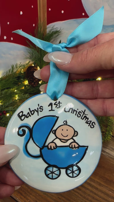Baby's First Christmas Blue Buggy
