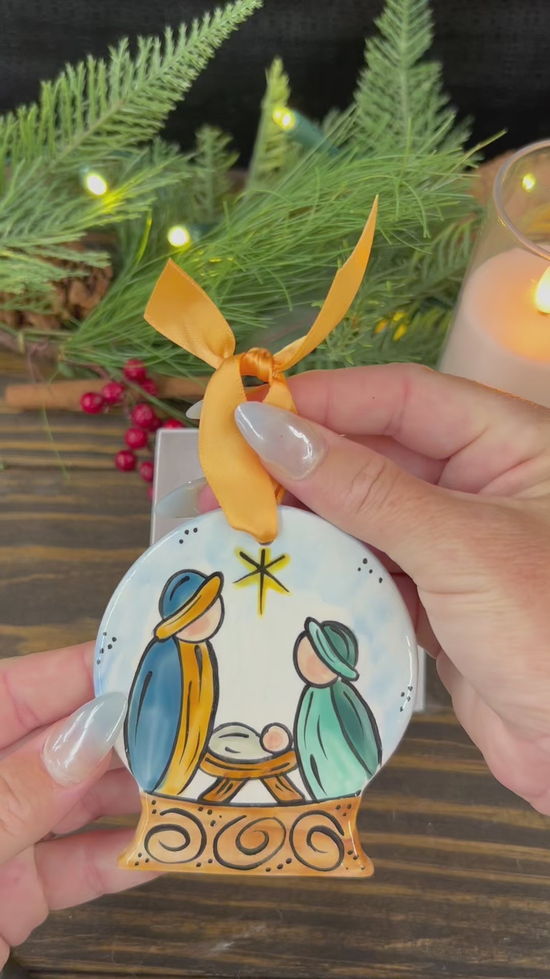Load video: Snow Globe Nativity Scene