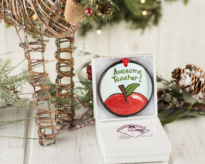 Teacher "Awesome Teacher" Handpainted Ornament - The Nola Watkins Collection