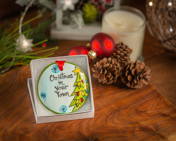 Christmas In "Your Town" - Personalized Hand-painted Ornament from The Nola Watkins Collection™ - The Nola Watkins Collection