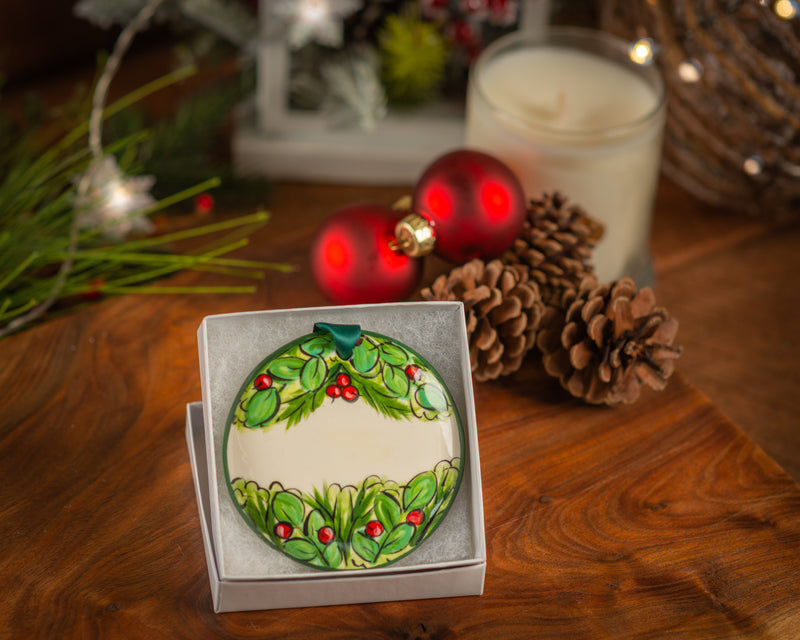 Christmas Wreaths - Personalized Hand-painted Ornament from The Nola Watkins Collection™ - The Nola Watkins Collection