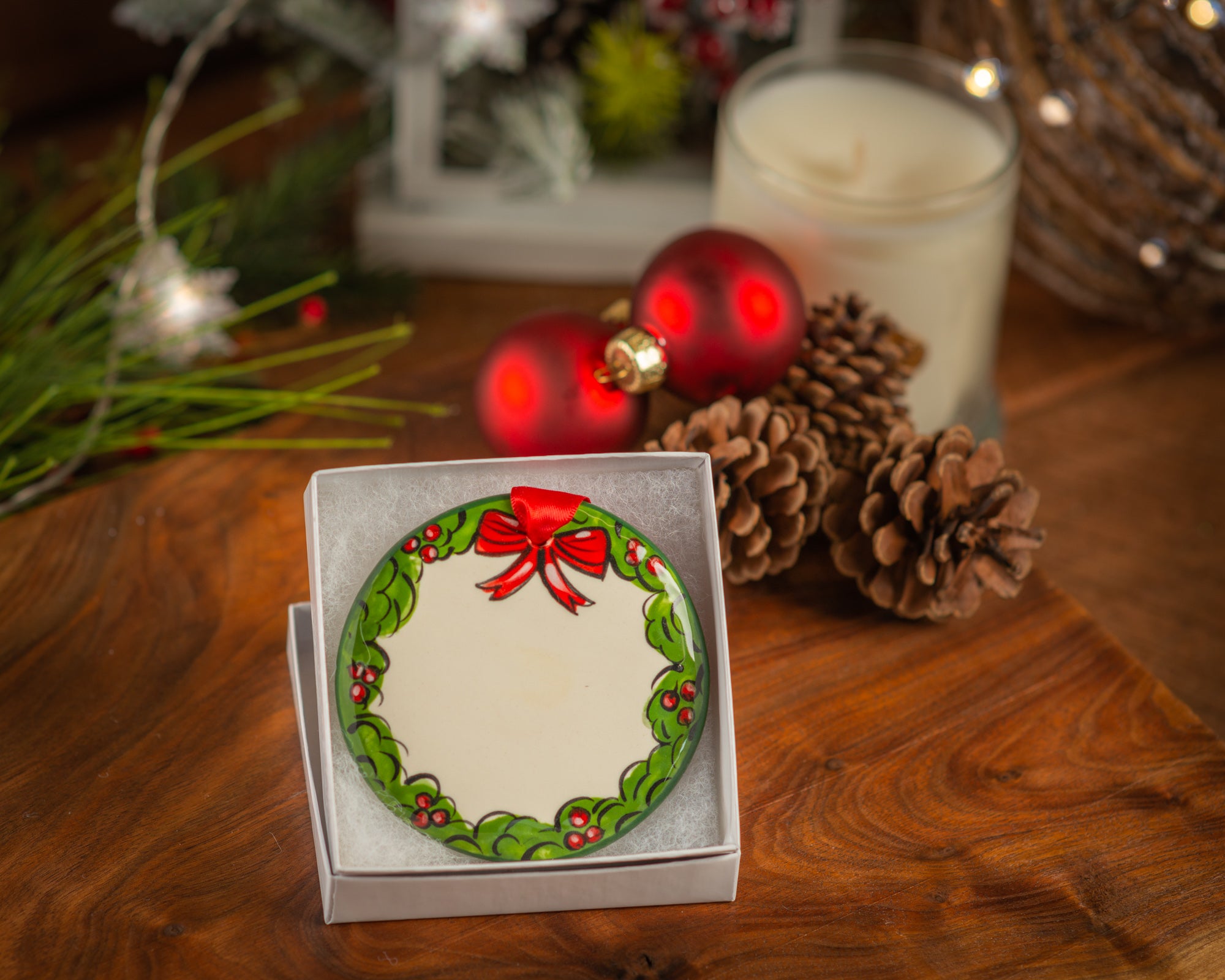 Christmas Wreaths - Personalized Hand-painted Ornament from The Nola Watkins Collection™ - The Nola Watkins Collection