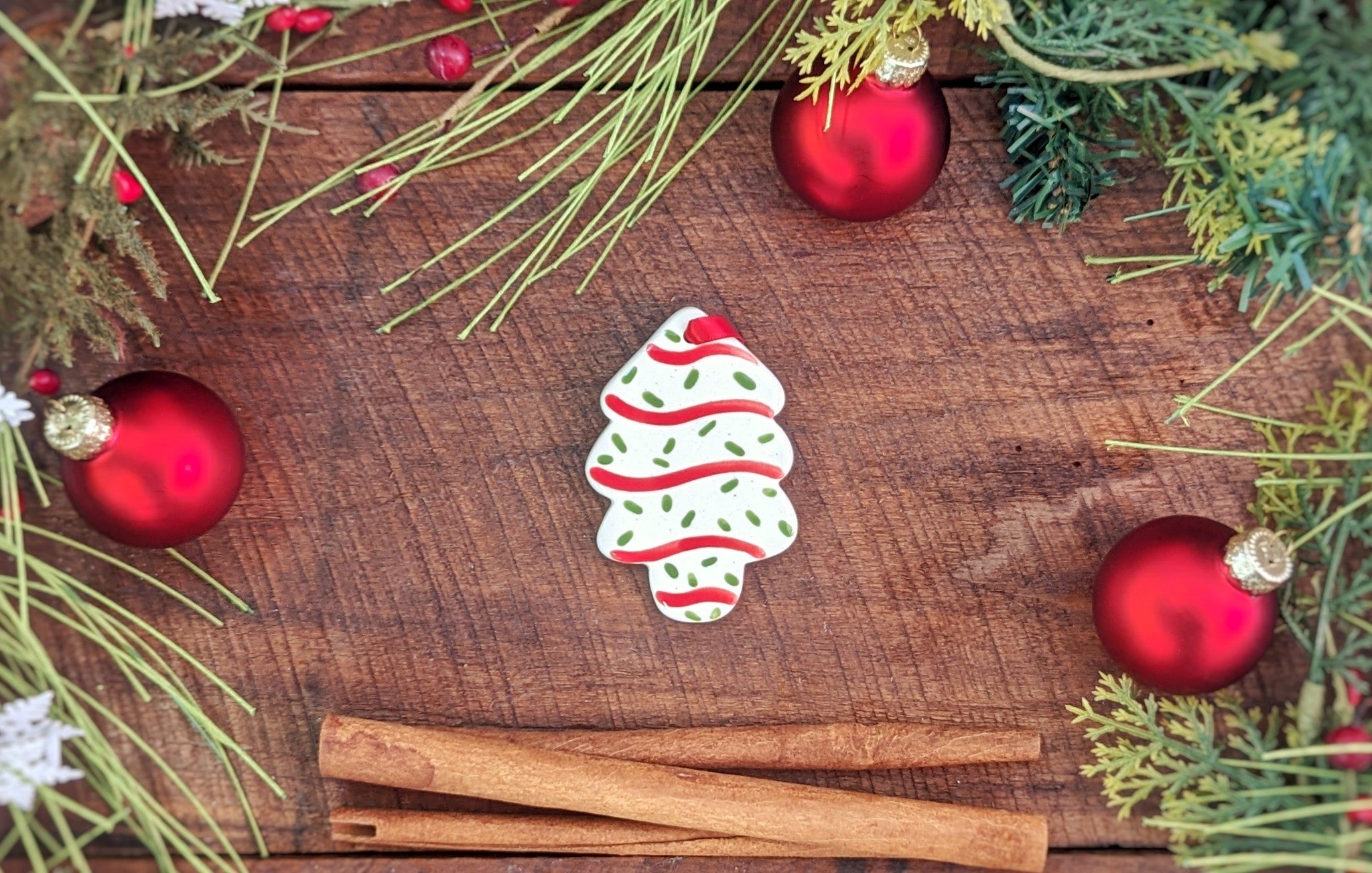 Christmas Tree Cake Ornament-Personalized Hand-painted Ornament from The Nola Watkins Collection™ - The Nola Watkins Collection