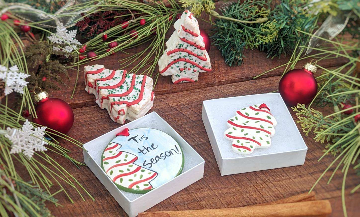 Christmas Tree Cake Ornament-Personalized Hand-painted Ornament from The Nola Watkins Collection™ - The Nola Watkins Collection