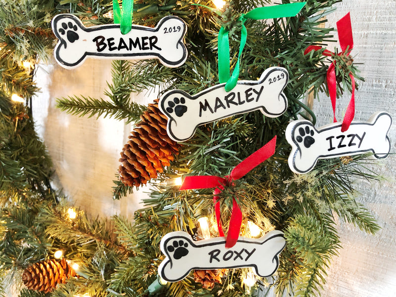 Personalized Dog Bone Handpainted Ornament - The Nola Watkins Collection