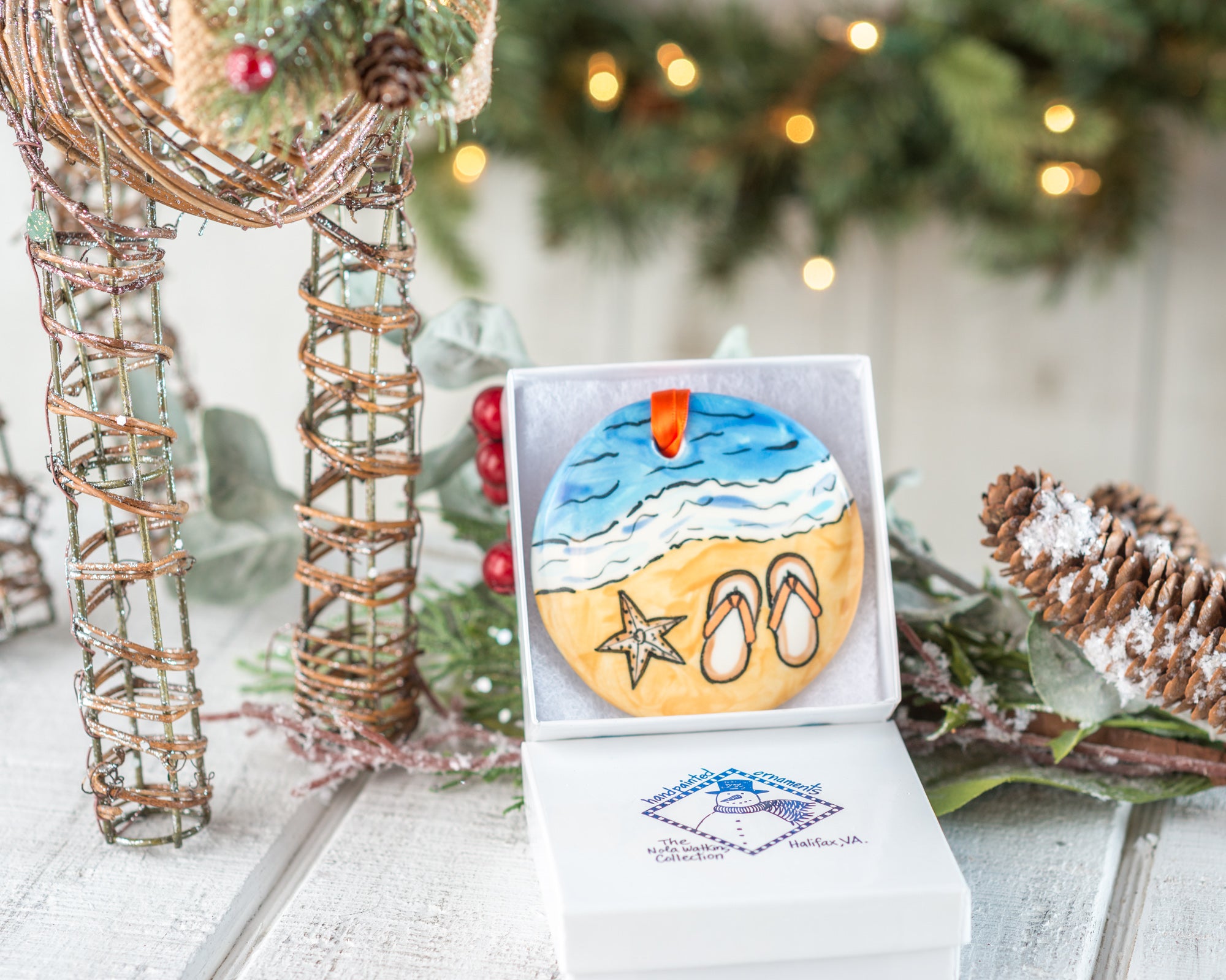 Flip Flops Starfish Handpainted Ornament - The Nola Watkins Collection