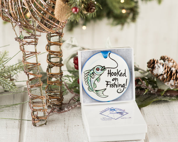 Hooked on Fishing Handpainted Ornament - The Nola Watkins Collection