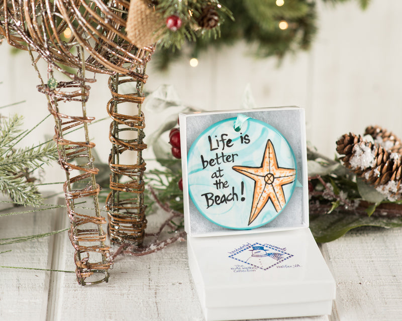 Life is Better at the Beach Handpainted Ornament - The Nola Watkins Collection