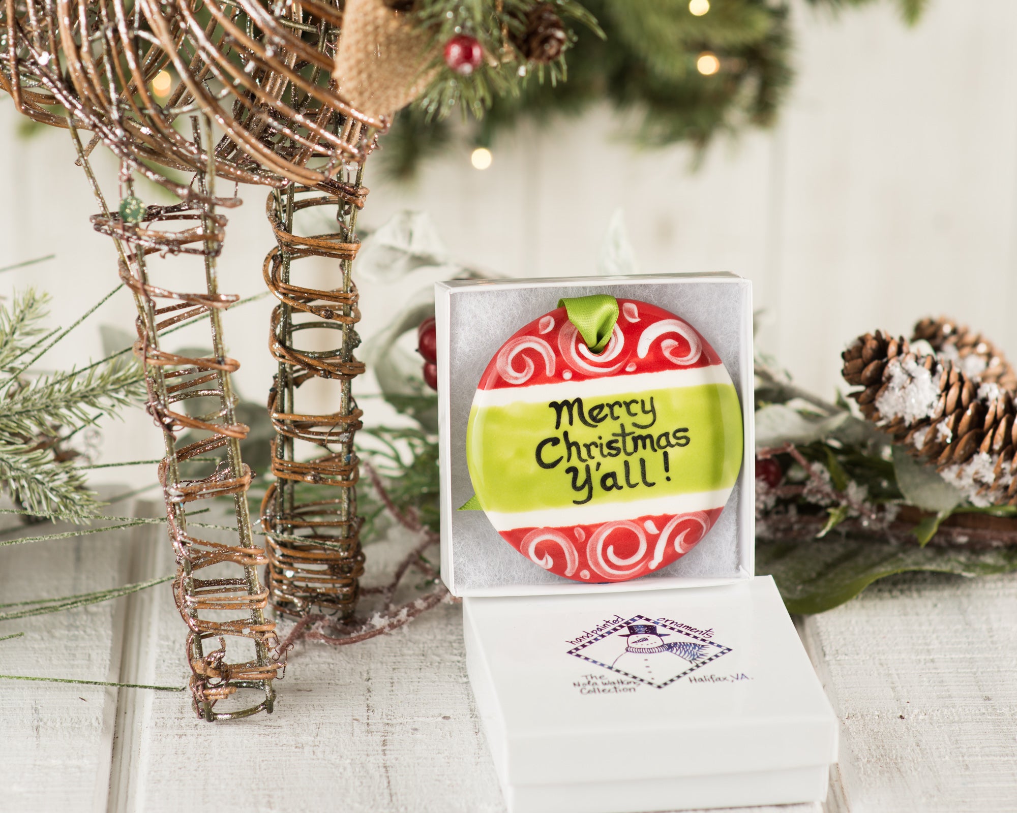 Merry Christmas Y'all Ornament Handpainted Ornament - The Nola Watkins Collection
