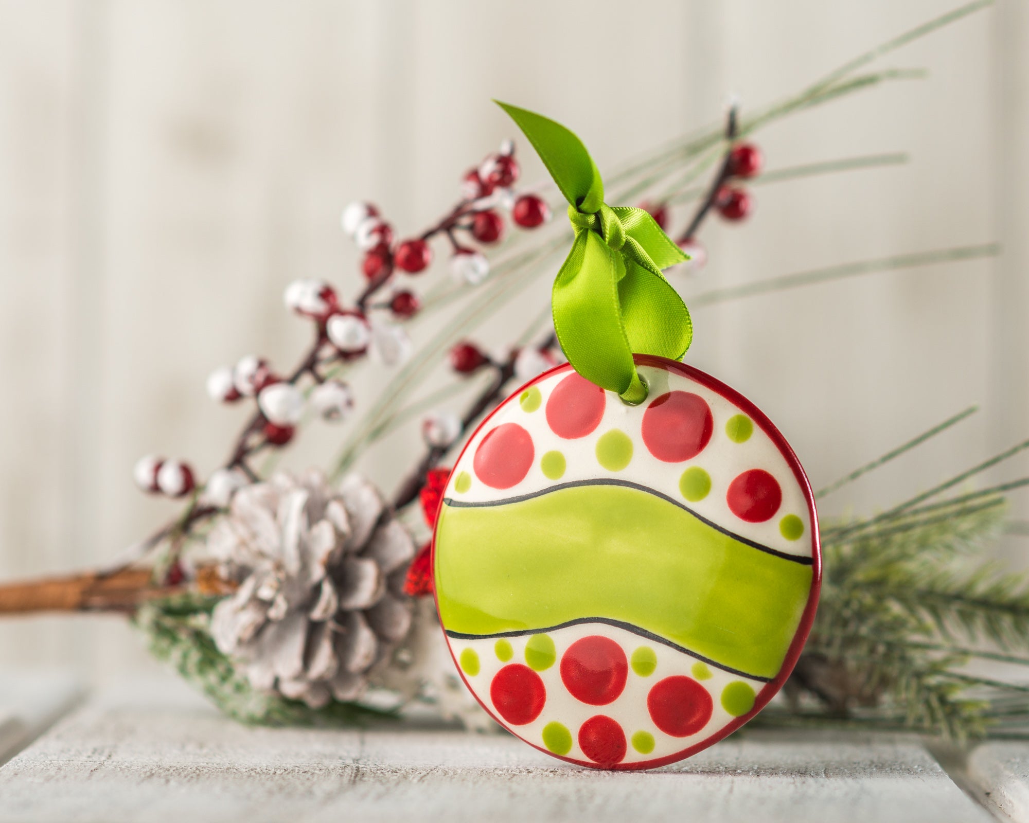 Christmas Wreaths - Personalized Hand-painted Ornament from The Nola Watkins Collection™ - The Nola Watkins Collection