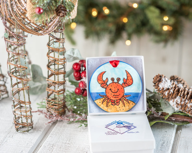 Red Crab Personalized Handpainted Christmas Ornament - The Nola Watkins Collection