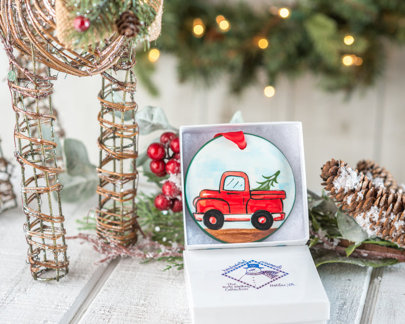 Old Red Truck Handpainted Ornament - The Nola Watkins Collection