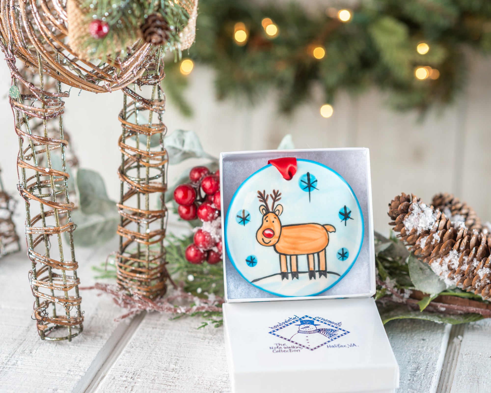 Reindeer Handpainted Ornament - The Nola Watkins Collection