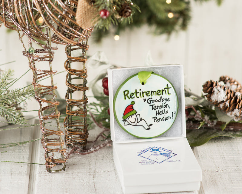 Retirement Handpainted Personalized Ornament - The Nola Watkins Collection