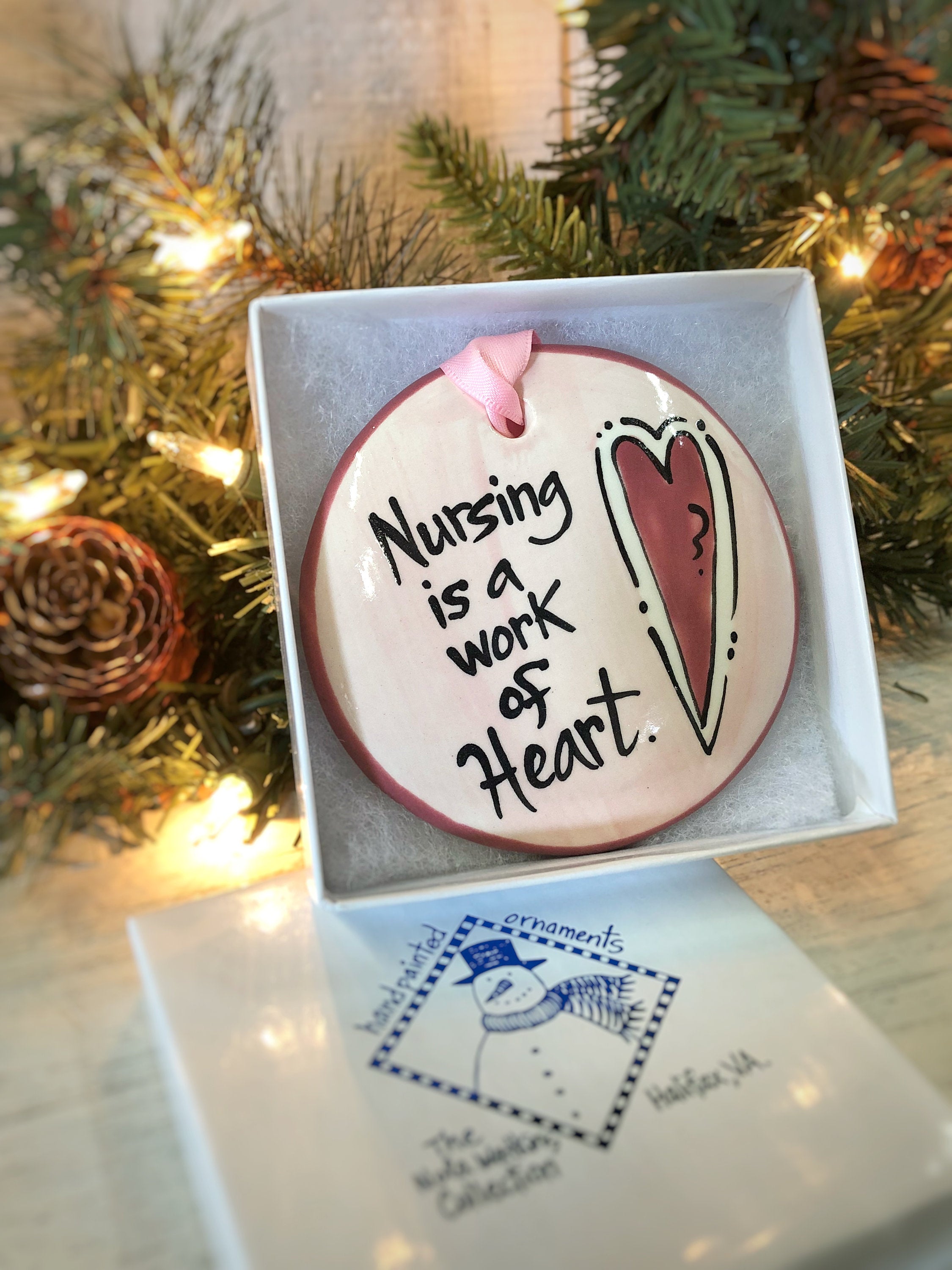 Nursing "Work of Heart Ornament" Handpainted Ornament - The Nola Watkins Collection